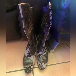 CYDWOQ VINTAGE Handel calf hair burnout leather boots 38